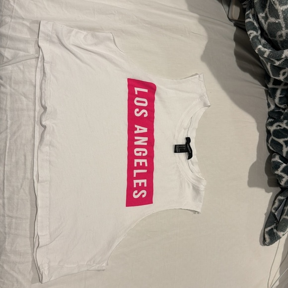 White and Pink Cropped Tank Top - Picture 2 of 2